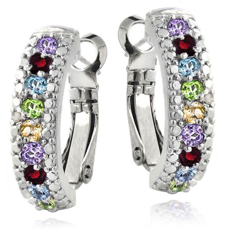 3.00 Ct  Multi Gemstone Leverback Earring Embellished with Swarovski Crystals in  Silvertone, Earring, Riakoob Jewelry, Riakoob Jewelry  jewelryjewelry deals, swarovski crystal jewelry, groupon jewelry,, jewelry for mom, 