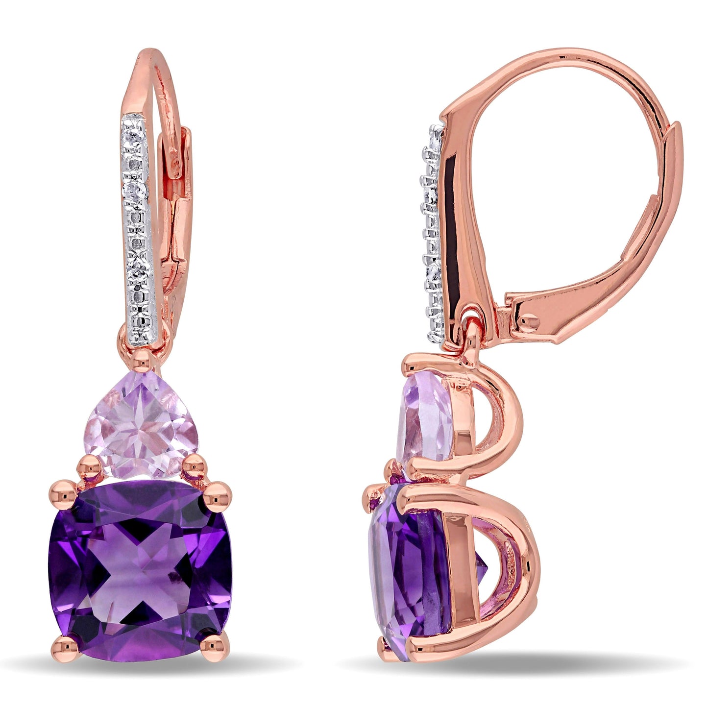 2.00 CT Pink Topaz Cushion Round Stud Earring in  Silvertone