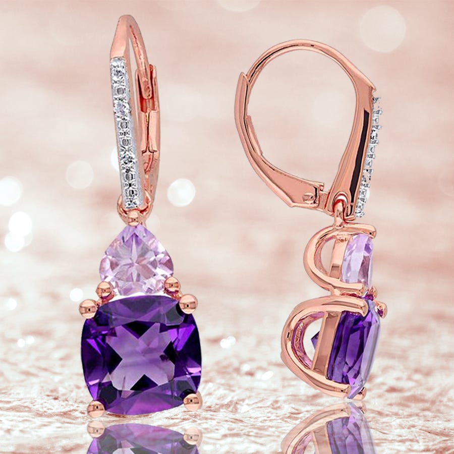 2.00 CT Pink Topaz Cushion Round Stud Earring in  Silvertone