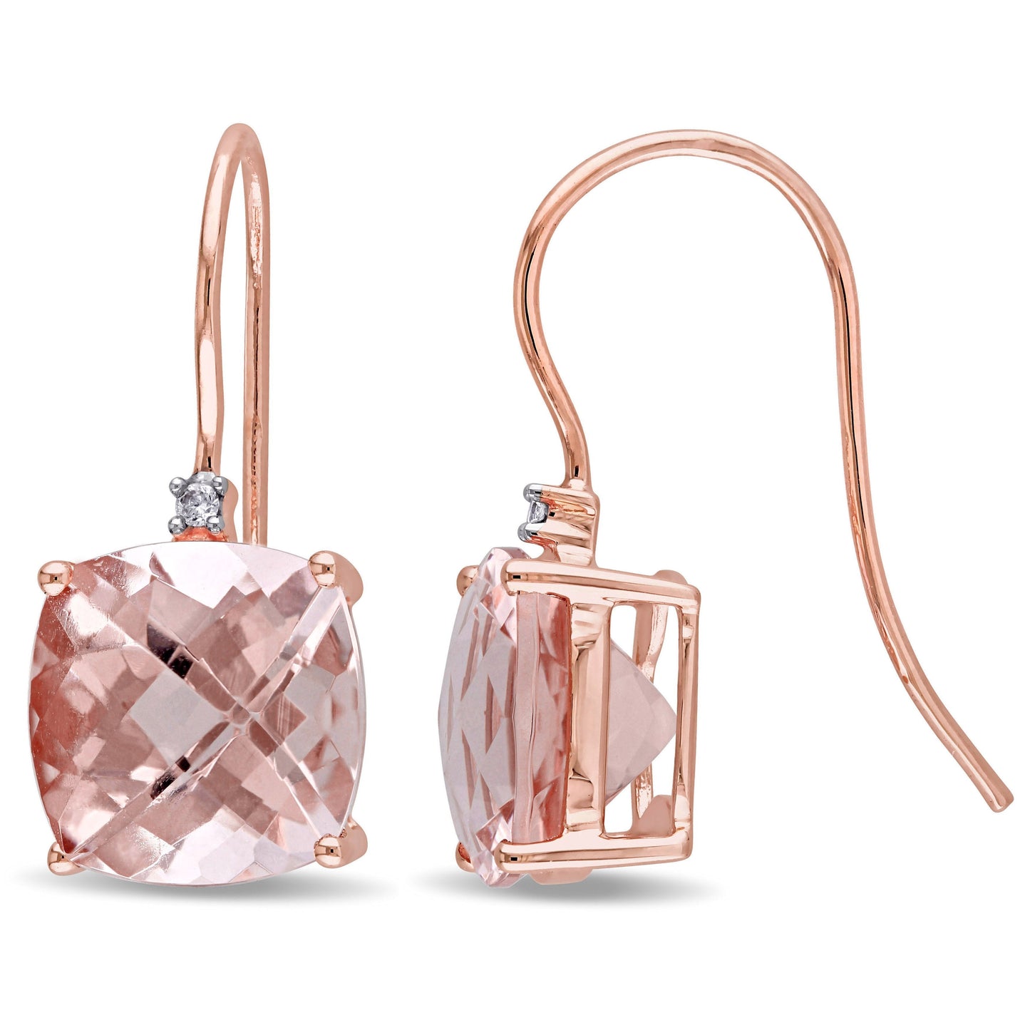Created Morganite Sleek Leverback Earrings in 14K Rose Gold Tone  ITALY Design