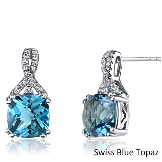 2.00 CT Aquamarine Cushion Round Stud Earringin  Silvertone, Earring, Riakoob Jewelry, Riakoob Jewelry  jewelryjewelry deals, swarovski crystal jewelry, groupon jewelry,, jewelry for mom, 