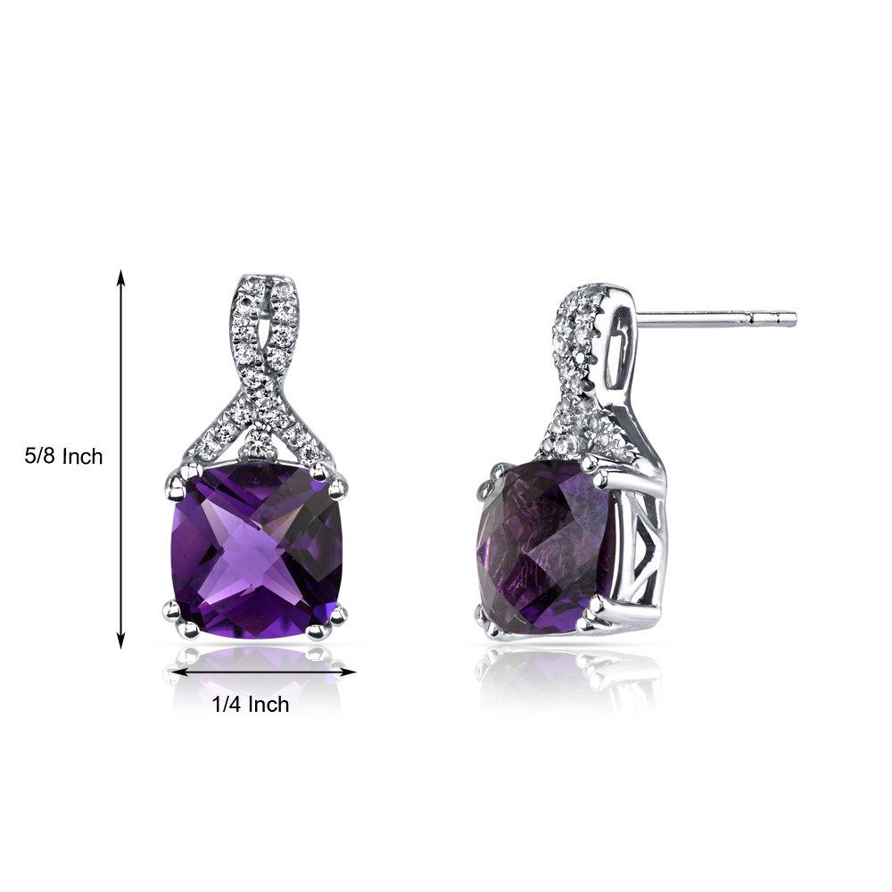 2.00 CT Cushion Cut Amethyst Stud Earring in  Silvertone, Earring, Riakoob Jewelry, Riakoob Jewelry  jewelryjewelry deals, swarovski crystal jewelry, groupon jewelry,, jewelry for mom, 
