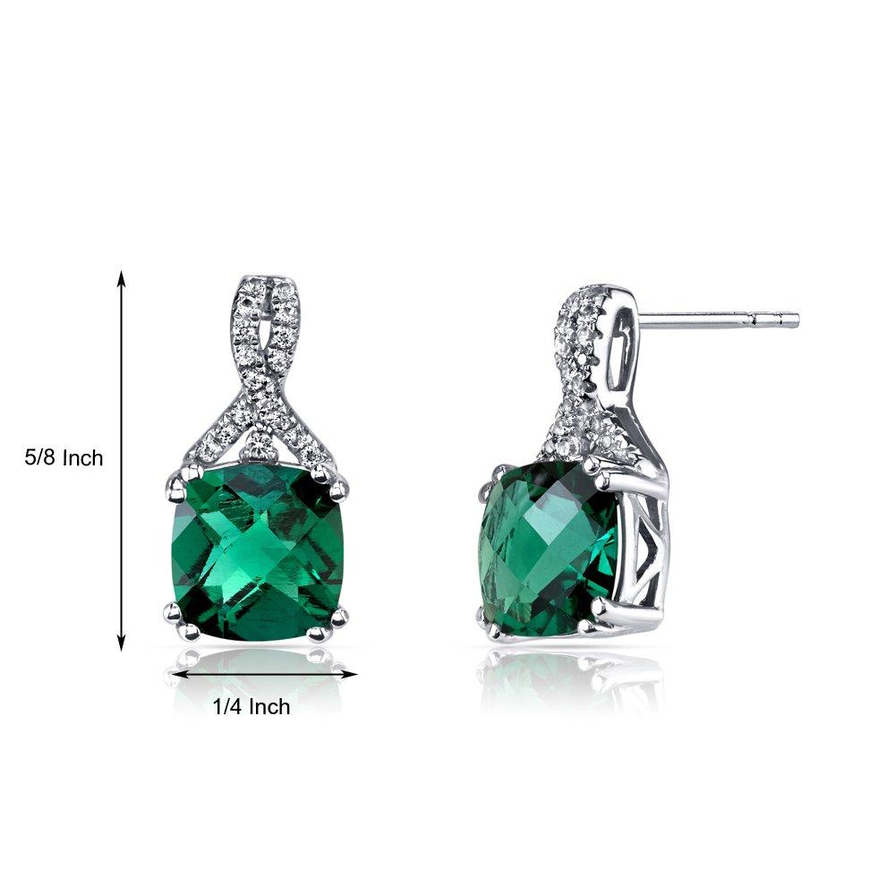 2.00 CT Cushion Cut Emerald Stud Earring in  Silvertone, Earring, Riakoob Jewelry, Riakoob Jewelry  jewelryjewelry deals, swarovski crystal jewelry, groupon jewelry,, jewelry for mom, 