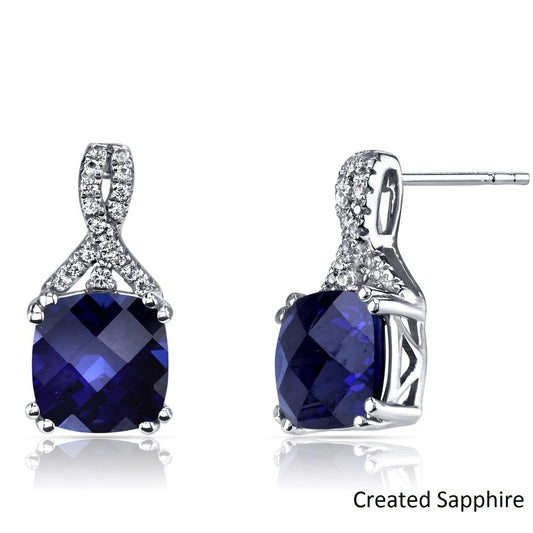 2.00 CT Cushion Cut Sapphire Stud Earring in  Silvertone, Earring, Riakoob Jewelry, Riakoob Jewelry  jewelryjewelry deals, swarovski crystal jewelry, groupon jewelry,, jewelry for mom, 
