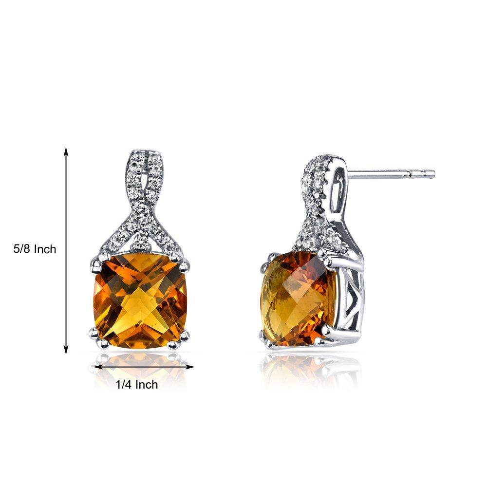 2.00 CT Cushion Cut Citrine Stud Earring in  Silvertone, Earring, Riakoob Jewelry, Riakoob Jewelry  jewelryjewelry deals, swarovski crystal jewelry, groupon jewelry,, jewelry for mom, 