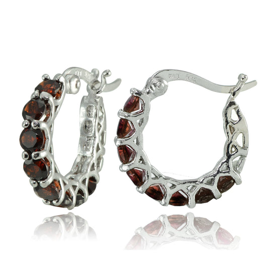 4.00 CT Citrine Gemstone 1" French Lock Hoop Earringin  Silvertone, Earring, Riakoob Jewelry, Riakoob Jewelry  jewelryjewelry deals, swarovski crystal jewelry, groupon jewelry,, jewelry for mom, 