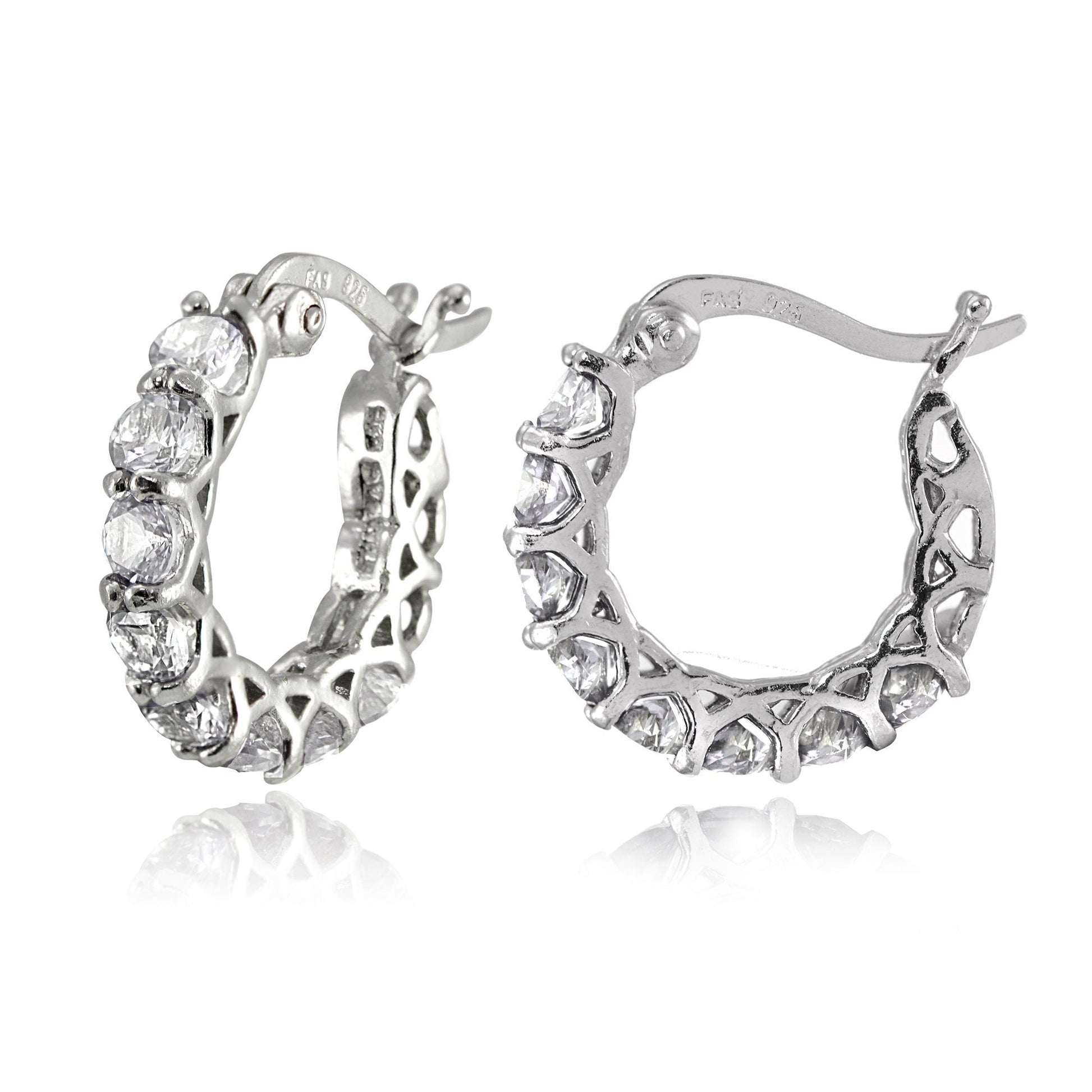 4.00 CT Luxe Crystal 1" French Lock Hoop Earringin  Silvertone, Earring, Riakoob Jewelry, Riakoob Jewelry  jewelryjewelry deals, swarovski crystal jewelry, groupon jewelry,, jewelry for mom, 