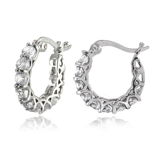 4.00 CT Luxe Crystal 1" French Lock Hoop Earringin  Silvertone, Earring, Riakoob Jewelry, Riakoob Jewelry  jewelryjewelry deals, swarovski crystal jewelry, groupon jewelry,, jewelry for mom, 