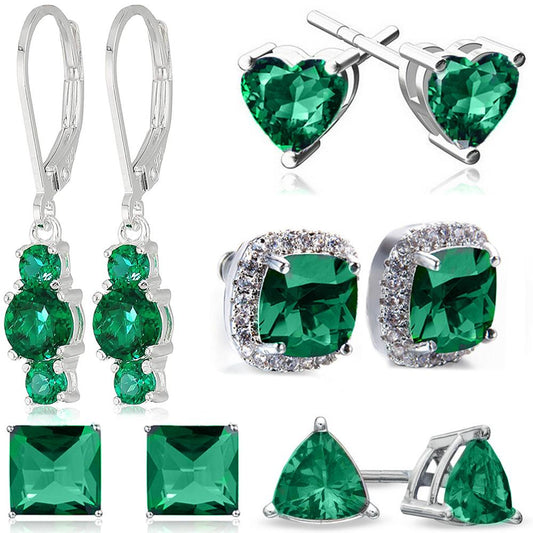5 Piece Assorted Earring Set made With  Crystals with Luxe Box - Emerald ITALY Design