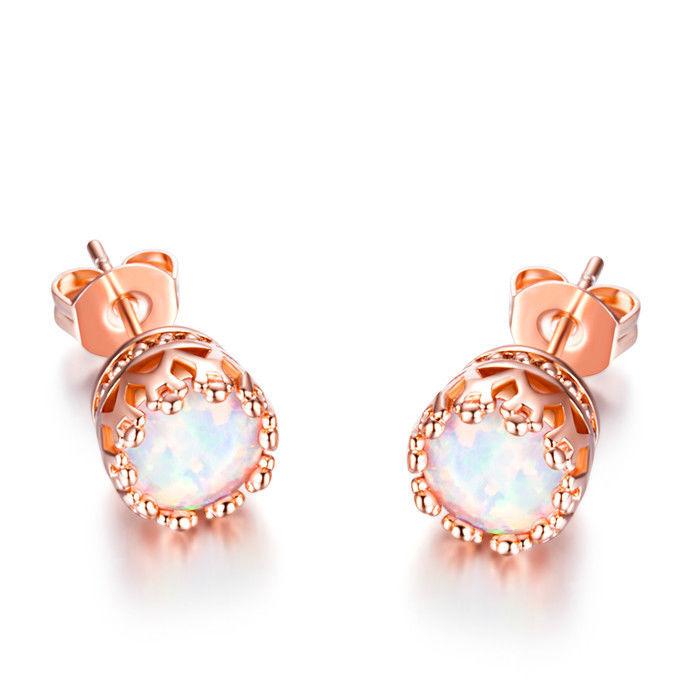 Fire Opal Crown Stud Earrings in RoseGoldtone Gold Tone , Earring, Riakoob Jewelry, Riakoob Jewelry  jewelryjewelry deals, swarovski crystal jewelry, groupon jewelry,, jewelry for mom, 