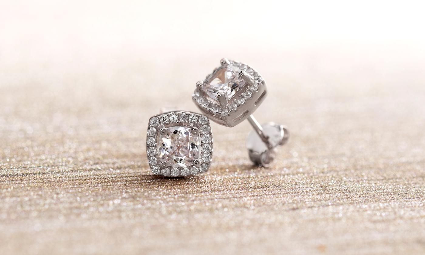 3.44 CTTW Halo Stud Earrings with Swarovski Elements, , Riakoob Jewelry, Riakoob Jewelry  jewelryjewelry deals, swarovski crystal jewelry, groupon jewelry,, jewelry for mom, 
