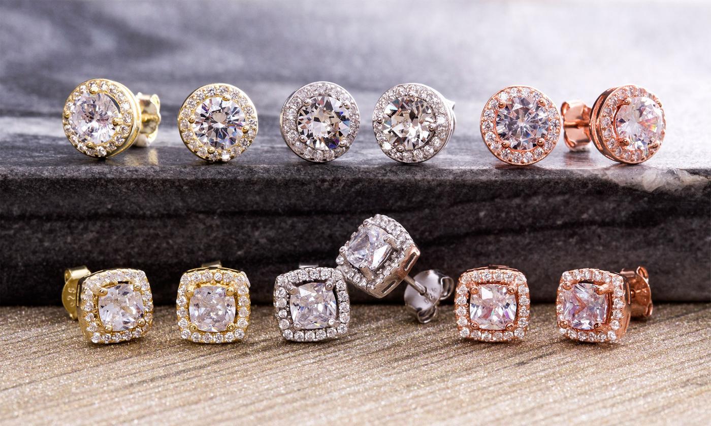 3.44 CTTW Halo Stud Earrings with Swarovski Elements, , Riakoob Jewelry, Riakoob Jewelry  jewelryjewelry deals, swarovski crystal jewelry, groupon jewelry,, jewelry for mom, 