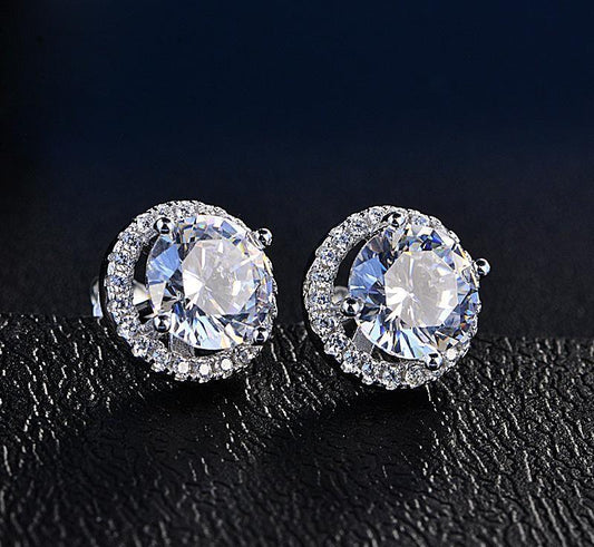 Halo Stud Earrings with Swarovski Crystals with  Gift Box, , Riakoob Jewelry, Riakoob Jewelry  jewelryjewelry deals, swarovski crystal jewelry, groupon jewelry,, jewelry for mom, 