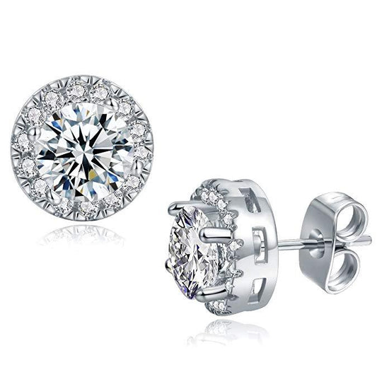 3.44 CTTW Halo Stud Earrings with Swarovski Elements, Earring, Riakoob Jewelry, Riakoob Jewelry  jewelryjewelry deals, swarovski crystal jewelry, groupon jewelry,, jewelry for mom, 