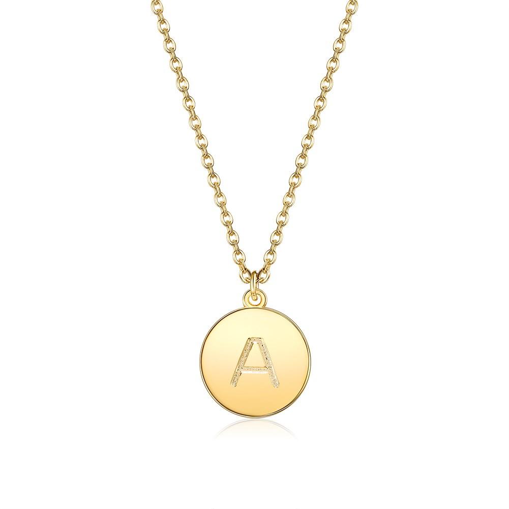 Smooth Disc Initial Necklace in Goldtone Filled - 26 Letters Available ITALY Design