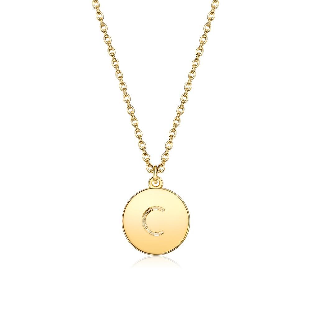 Smooth Disc Initial Necklace in Goldtone Filled - 26 Letters Available ITALY Design
