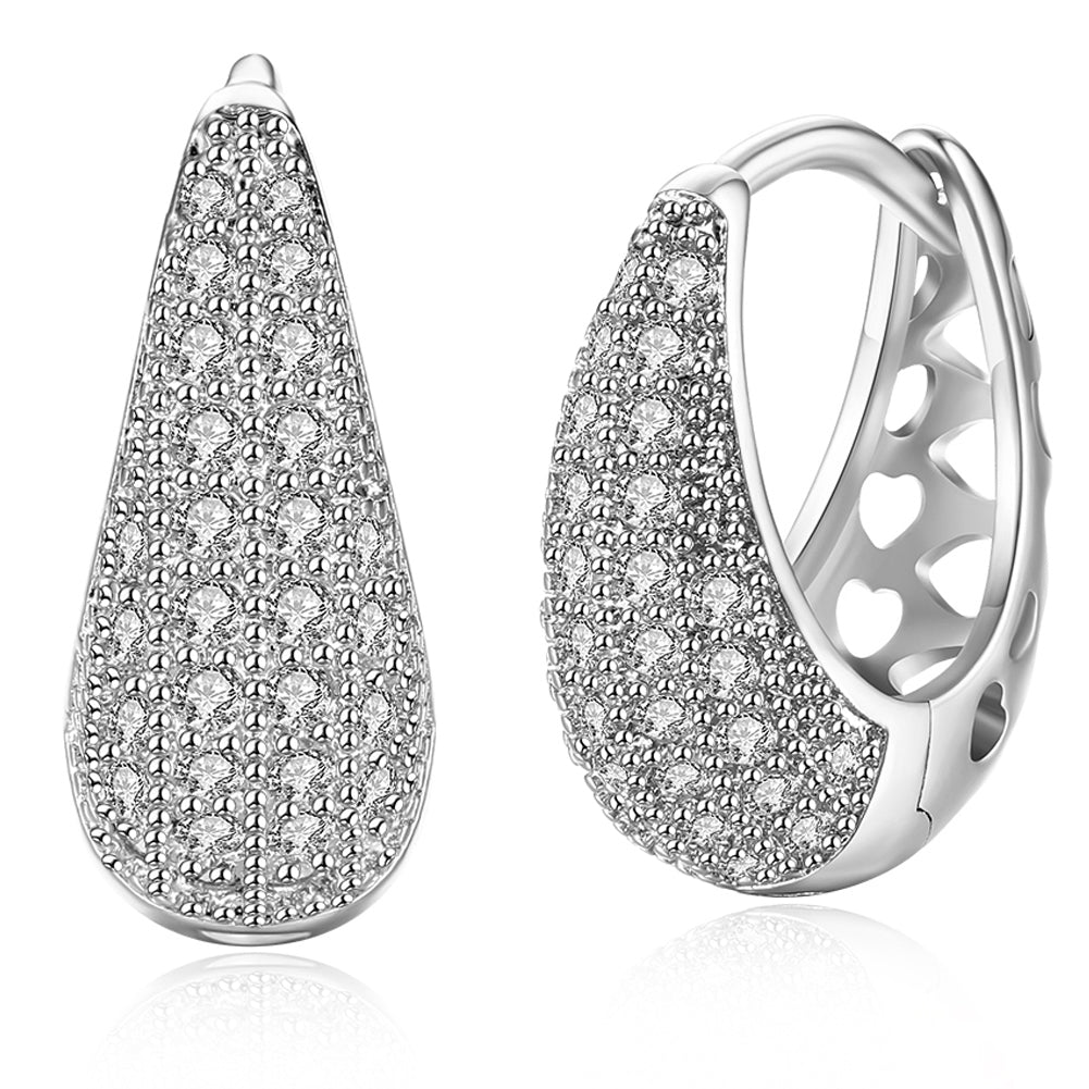 Classic Teardrop Huggie Earring in  Silvertone