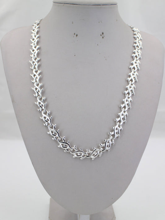 Silver Tone  Ayotakashi Olive Branch Statement Necklace