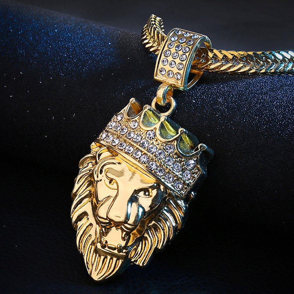 Father's Day! King of the Jungle Iced Out Pendant Necklace in Goldtone, , Riakoob Jewelry, Riakoob Jewelry  jewelryjewelry deals, swarovski crystal jewelry, groupon jewelry,, jewelry for mom, 