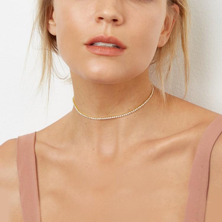 Tennis Necklace and Princess Halo Earring Set with Luxe Gift Box - Goldtone ITALY Design