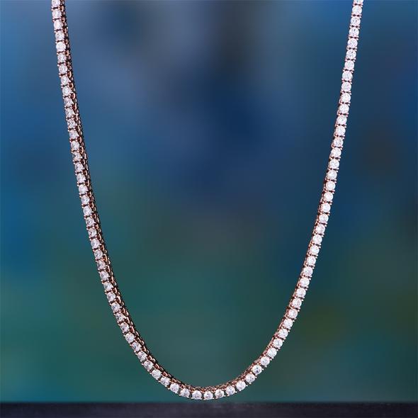 Tennis Necklace and Princess Halo Earring Set with Luxe Gift Box - RoseGoldtone Gold ITALY Design