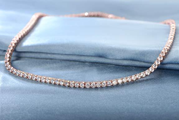 Tennis Necklace and Princess Halo Earring Set with Luxe Gift Box - RoseGoldtone Gold ITALY Design