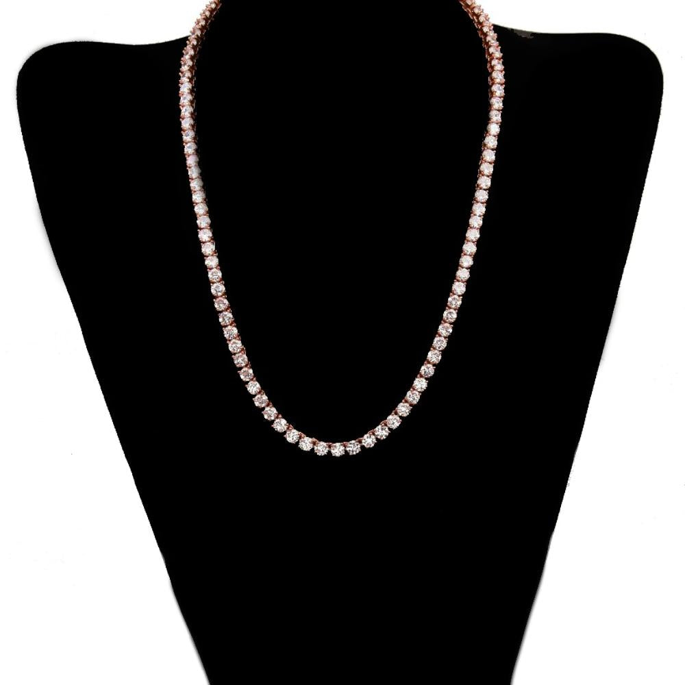 Tennis Necklace and Princess Halo Earring Set with Luxe Gift Box - RoseGoldtone Gold ITALY Design