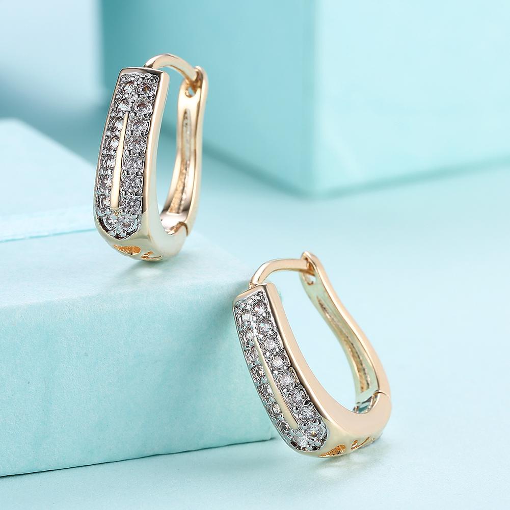 Swarovski Crystal Micro Pav'e Two Lined Classic Huggies Set in Goldtone - Riakoob Jewelry www.goldennycjewelry.com fashion jewelry for women