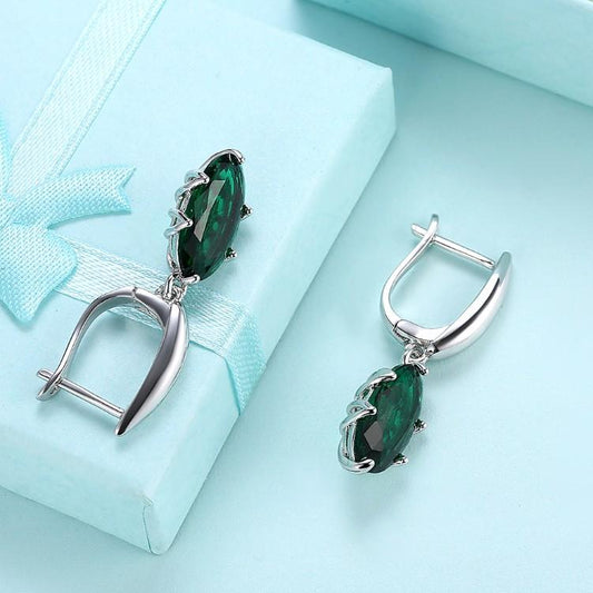 Emerald Oval Cut Earrings Set in Silvertone, Earring, Riakoob Jewelry, Riakoob Jewelry  jewelryjewelry deals, swarovski crystal jewelry, groupon jewelry,, jewelry for mom, 