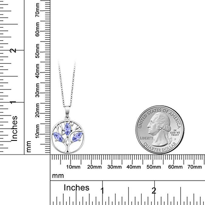 Motherly 2.00 CT Amethyst Pear Cut Tree Of Life Necklace in  Silvertone