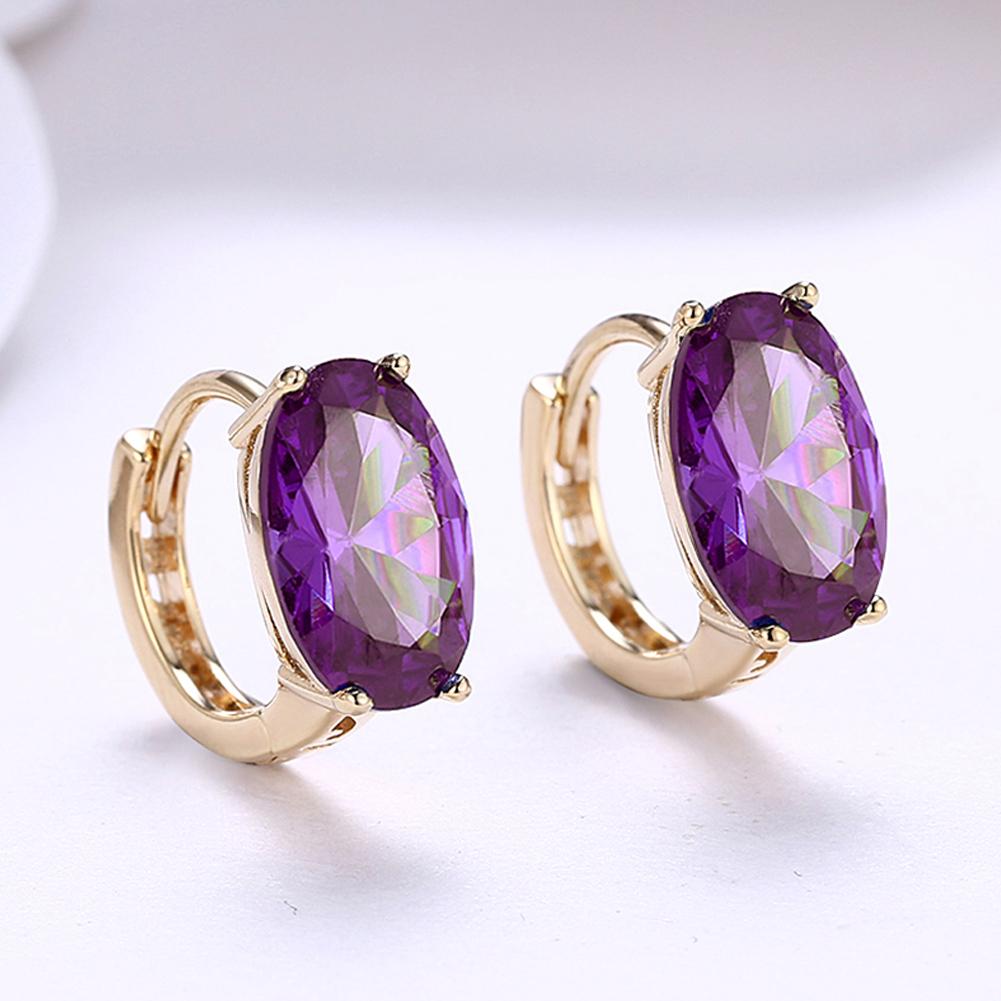 Oval Cut Purple  Clip On in Goldtone