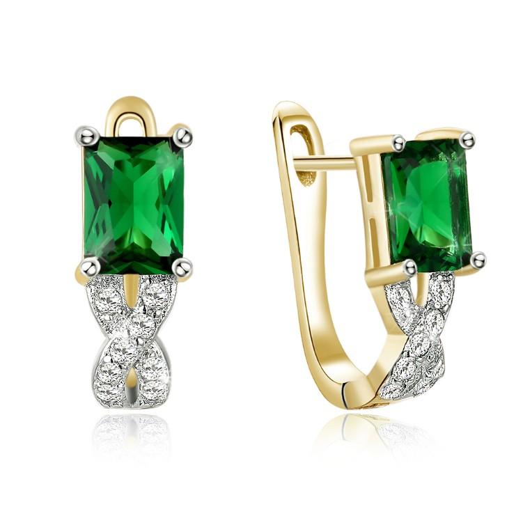 Created Emerald Twisted Leverback Earrings - Riakoob Jewelry www.goldennycjewelry.com fashion jewelry for women