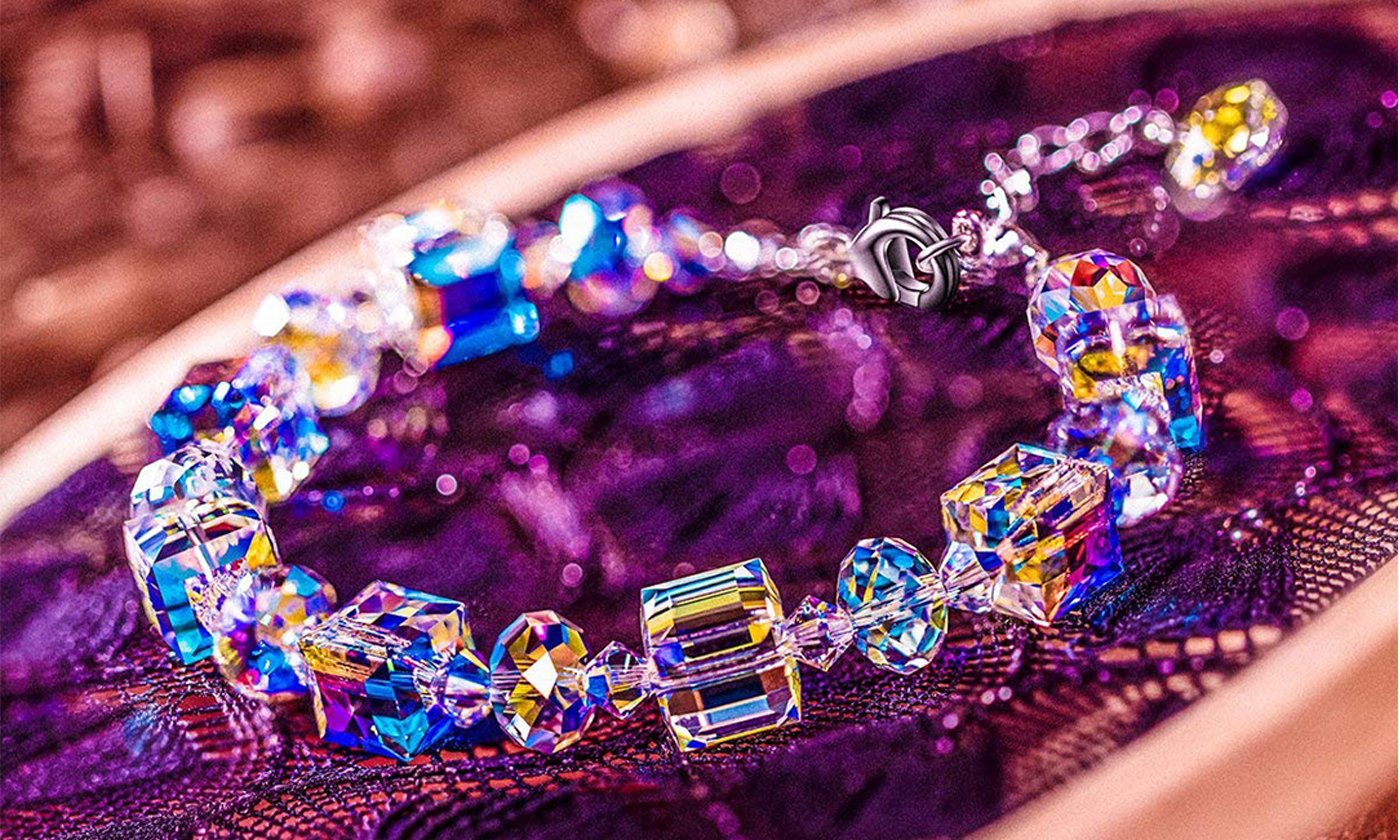 Aurora Borealis Magnificent Cube With Luxe Crystals - 3 Piece Set with Luxe Box ITALY Design
