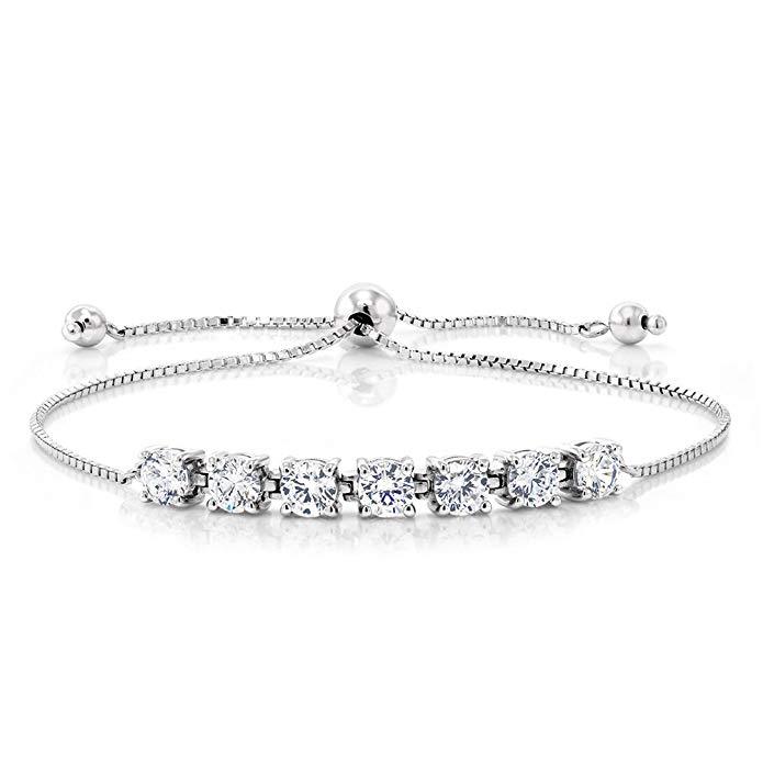Halo Stud Earring with Adjustable Tennis Bracelet made With Luxe Crystals with Luxe Box - Silvertone ITALY Design