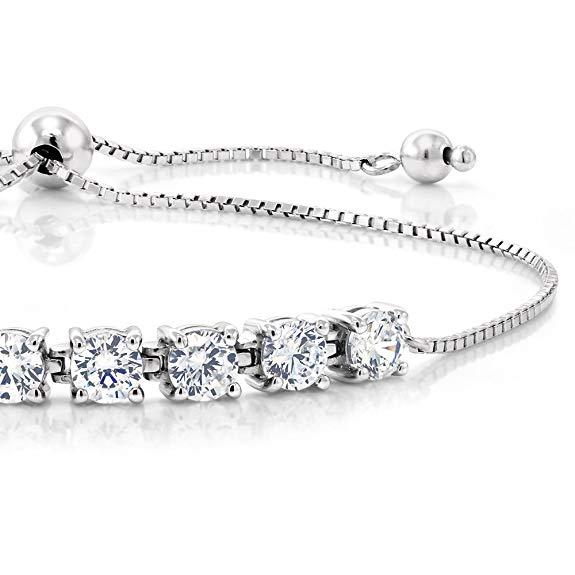 Halo Stud Earring with Adjustable Tennis Bracelet made With Luxe Crystals with Luxe Box - Silvertone ITALY Design