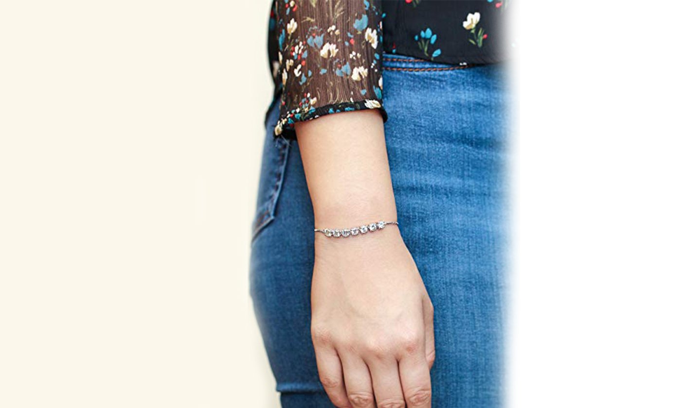 Halo Stud Earring with Adjustable Tennis Bracelet made With Luxe Crystals with Luxe Box - Goldtone ITALY Design