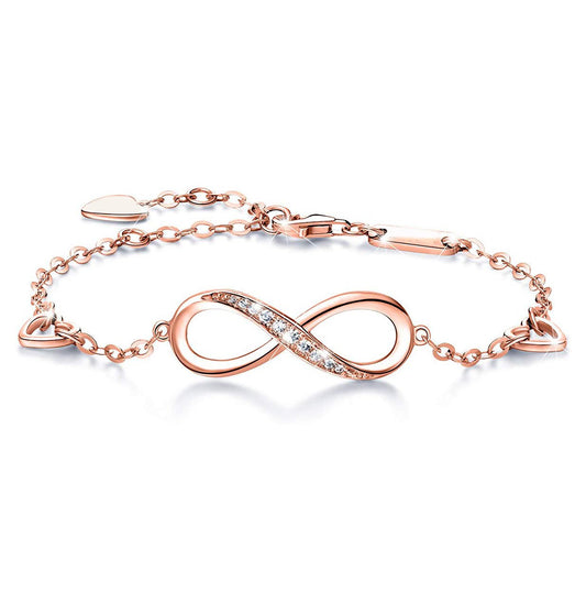 White  Elements Infinite Pendant Chain Bracelet in 14K Rose Gold Tone