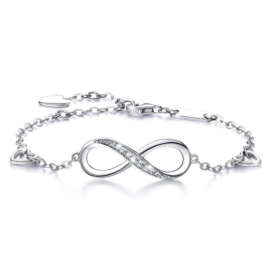 White  Elements Infinite Pendant Chain Bracelet in 14K White Gold Tone