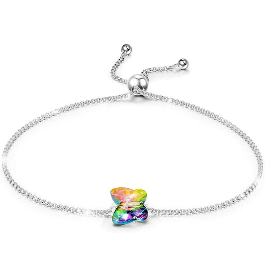 Rainbow Stone Butterfly Bracelet ITALY Design