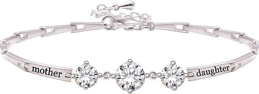 Silvertone Mother and Daughter Bracelet