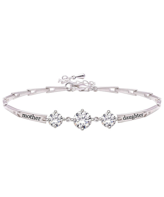 Triple Diamond Created Stone MOTHER-DAUGHTER Bracelet ITALY Design