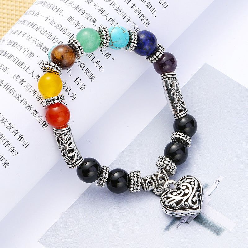Filigree Heart Rainbow Chakra Women's Bracelet