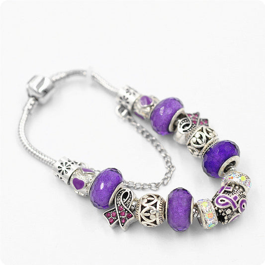 Браслет с филигранным кристаллом Pav'e Purple Awareness Charm