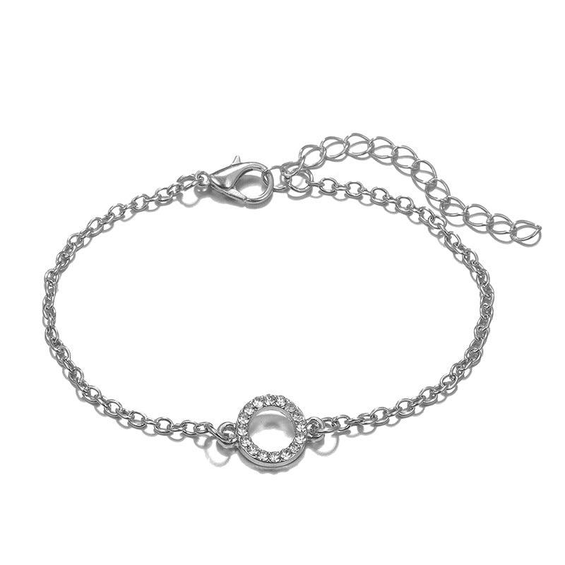 14K White Gold Tone  Love Knot Circular Minimalist Bracelet Sets
