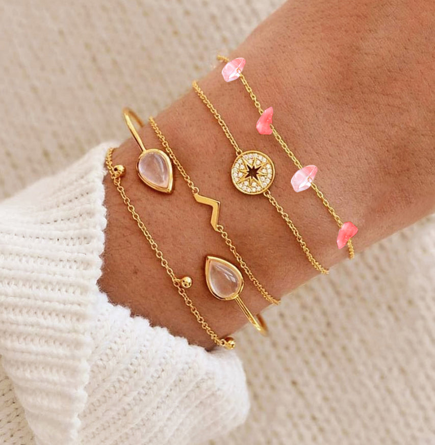Celestial Marble Crystals and Gemstone 5 Piece Bracelet Set - 25+ Styles Available