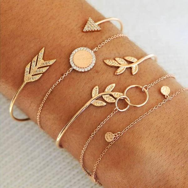 Olive Branch Pav'e Peace 5 PC Bracelet Set ITALY Design