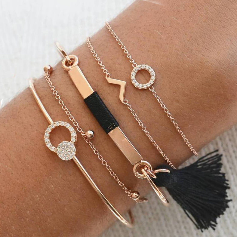 Celestial Marble Crystals and Gemstone 5 Piece Bracelet Set - 25+ Styles Available