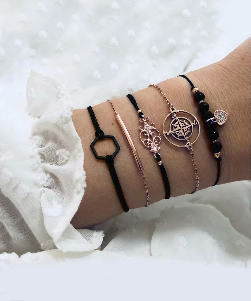 Celestial Marble Crystals and Gemstone 5 Piece Bracelet Set - 25+ Styles Available