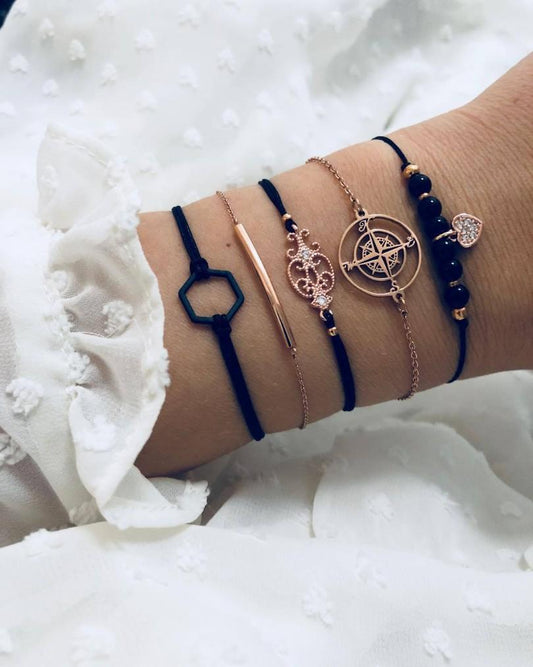 Searching For The Stars Black Marble 5 Piece Bracelet ITALY Design