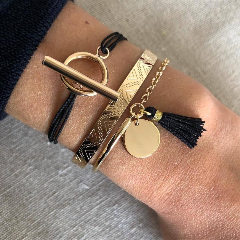 Egyptian Design Gold Ingrain Black Tassel 3 Piece Set ITALY Design